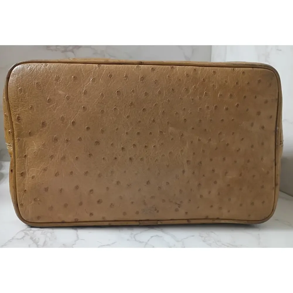 DOONEY & BOURKE Tan Ostrich Embossed Leather Hobo Shoulder Bag - EUC